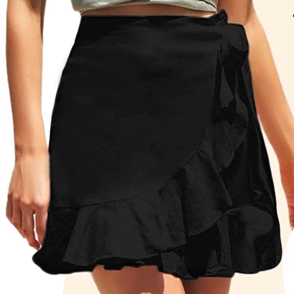 NWOT Entro Black Tie Ruffle Wrap Skort Size M